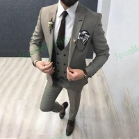 tailor made grey mens suit 2022 peak lapel one button groom tuxedos 3 pieces business formal blazer vest pants costume homme