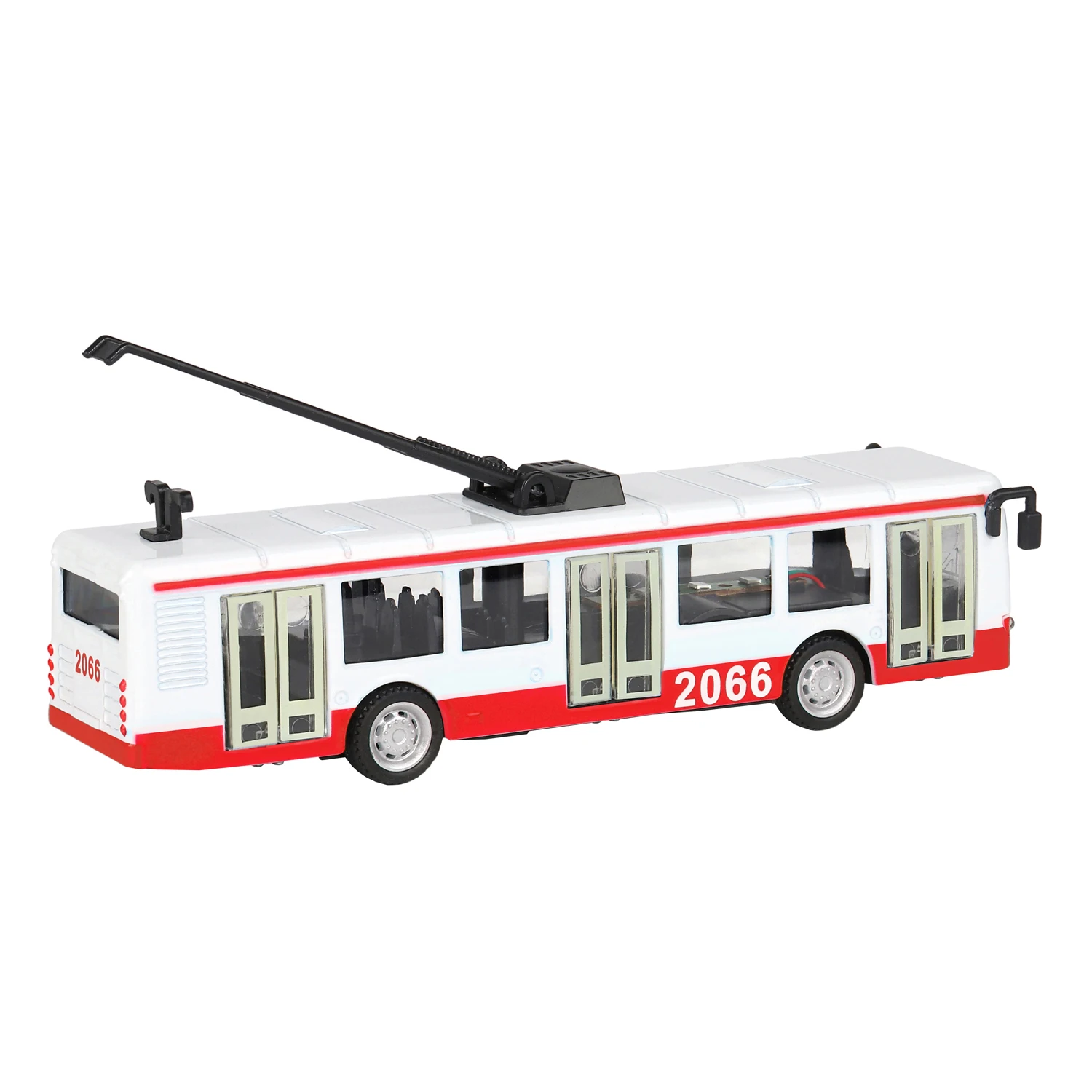 Троллейбус Автопанорама 1/90 бело-красный инерционный