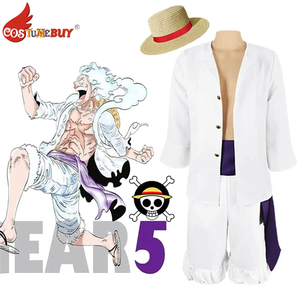 

Straw Hat Pirates One Piece Anime Monkey D Luffy Captain Cosplay Costume,Sun God Nika Pirate Outfits Top Pants Suit