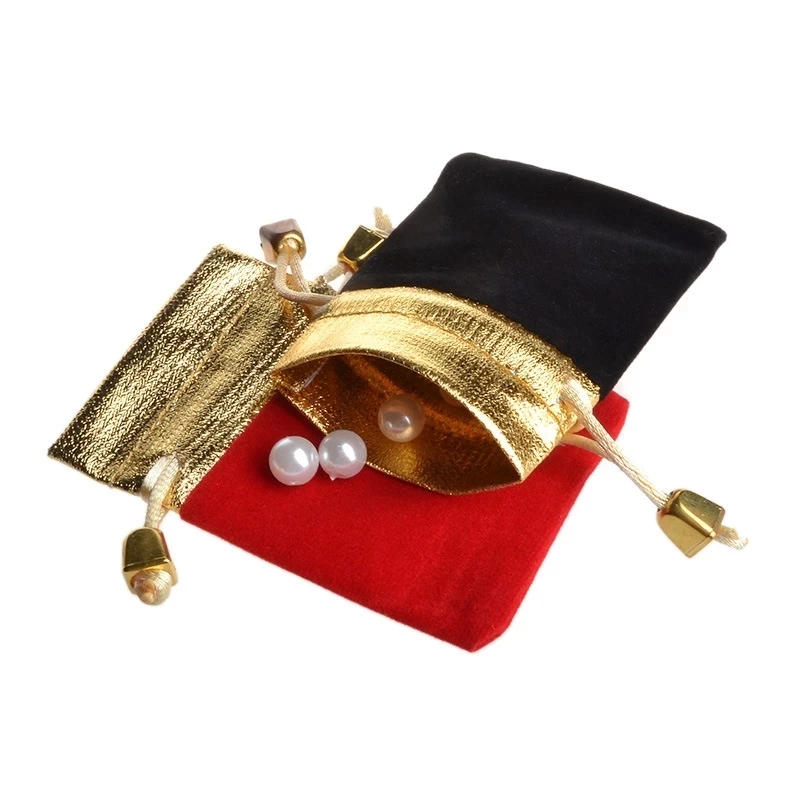 100pcs Pocket Watch Box Bag Case Storage Gift Boxes Collect Velvet Black/Red Gift Bag S001