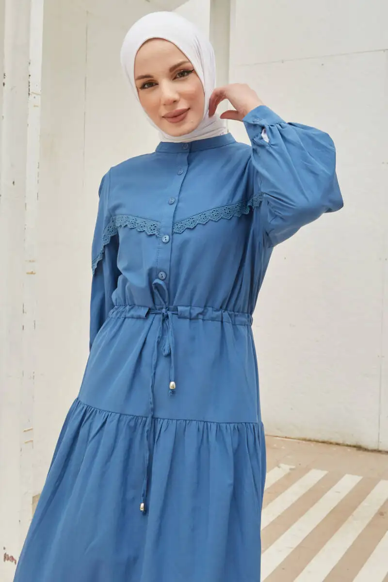 

Новинка, Модное Длинное Платье-хиджаб из гипюра с детализированными воздушными шарами, одежда в мусульманском стиле, стильная элегантная о...