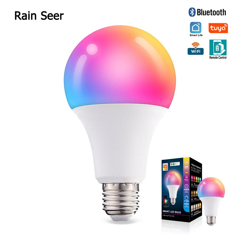 

Rain Seer LED Smart Light Bulb RGB+CCT 15W Wifi Control Tuya and Smart Life Home Remote Control