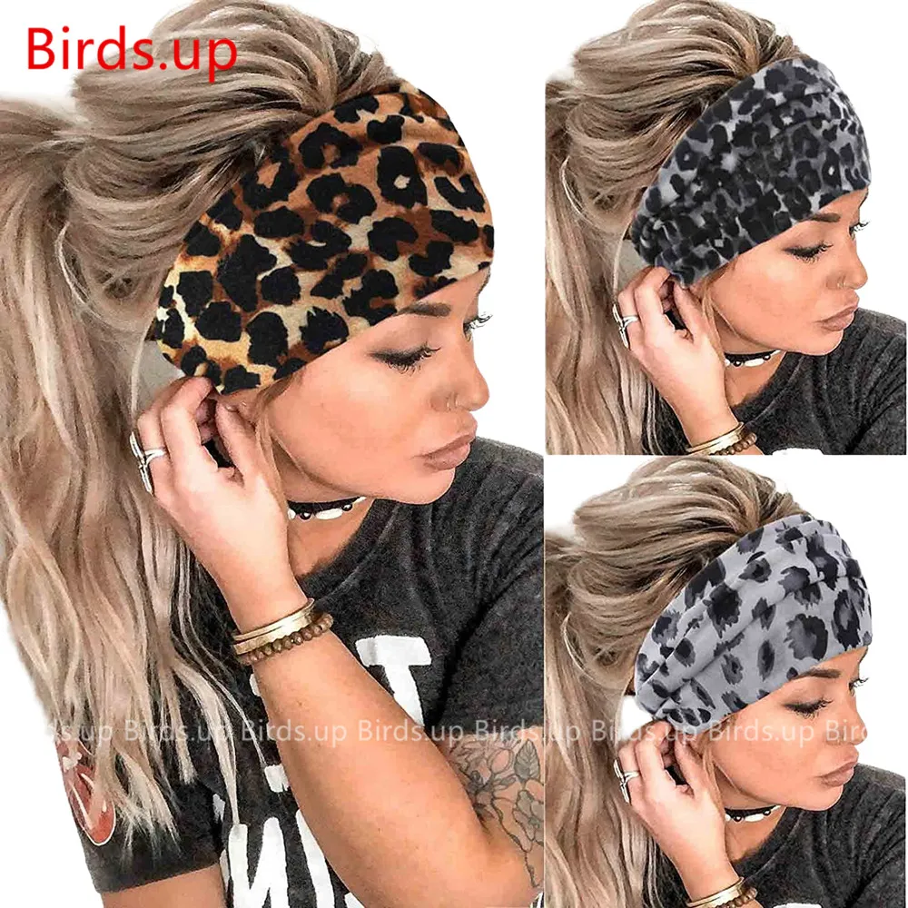 Женская новая широкая леопардовая повязка на голову эластичная лента для волос