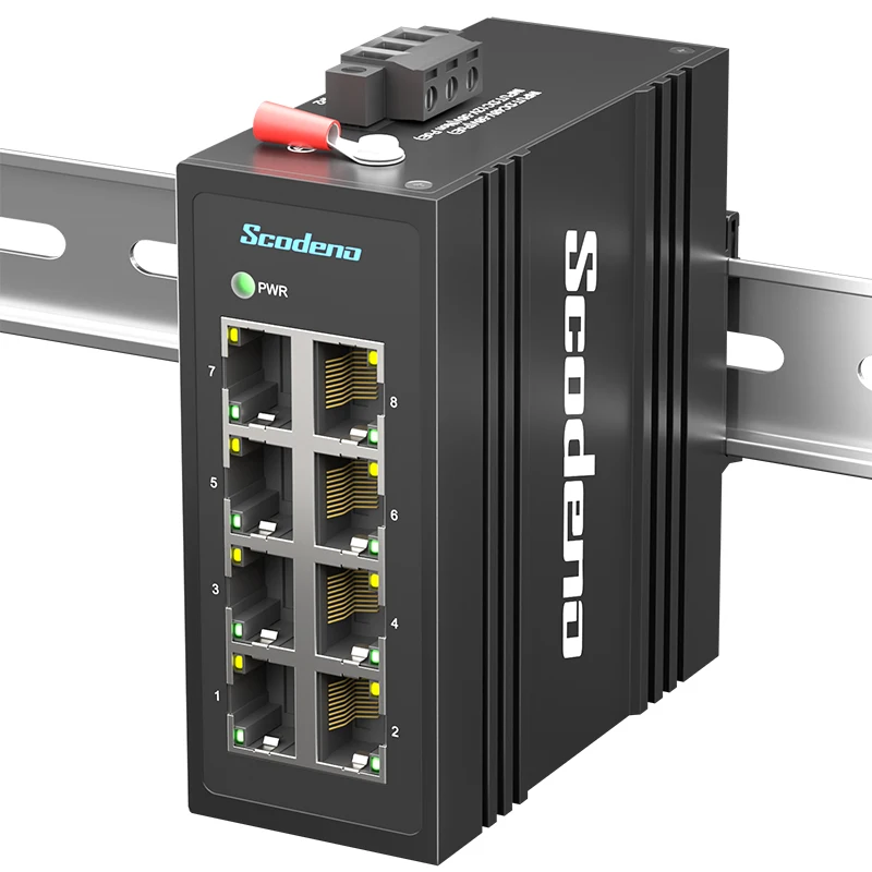 Industrial 8-Port 10/100Mbps Unmanaged -40 to 75°C DIN-Rail IP40 Ethernet Switch