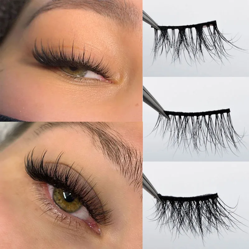 

Mink False Eyelashes Natural Look Wispy Extension Fake Eyelashes Makeup Long Handmade EyeLashes Fluffy Soft Reusable Lashe Black
