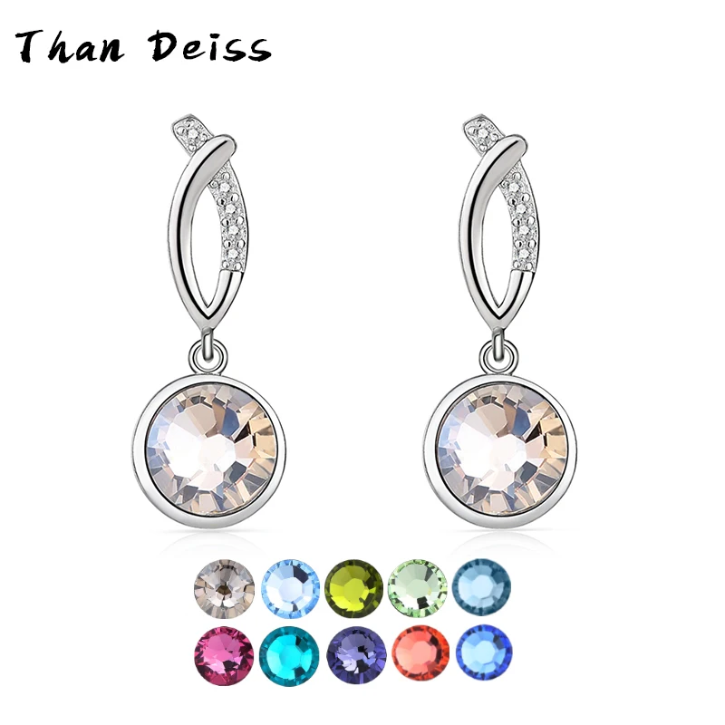 

S925 Silver Earrings Austrian Crystal Earrings Guardian Love Creative Leaf Earrings Female Europe And The United States Popular