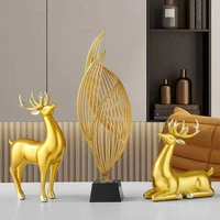 home decoration desk office accessories feng shui gold statuette study desk ornaments luxury living room decoration figurines