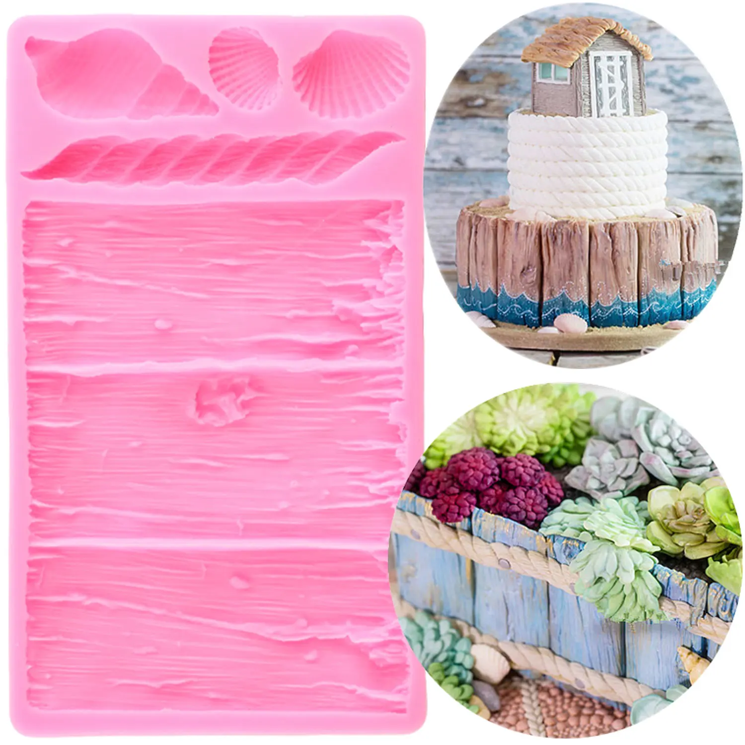 

Bark Texture Silicone Mold Shell Cake Border Fondant Molds DIY Sugarcraft Cake Decorating Tools Candy Chocolate Gumpaste Moulds