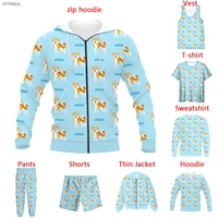 vitinea new 3d print pattern love dogs shiba creative t shirtsweatshirtzip hoodiesthin jacketpants four seasons casual a2463