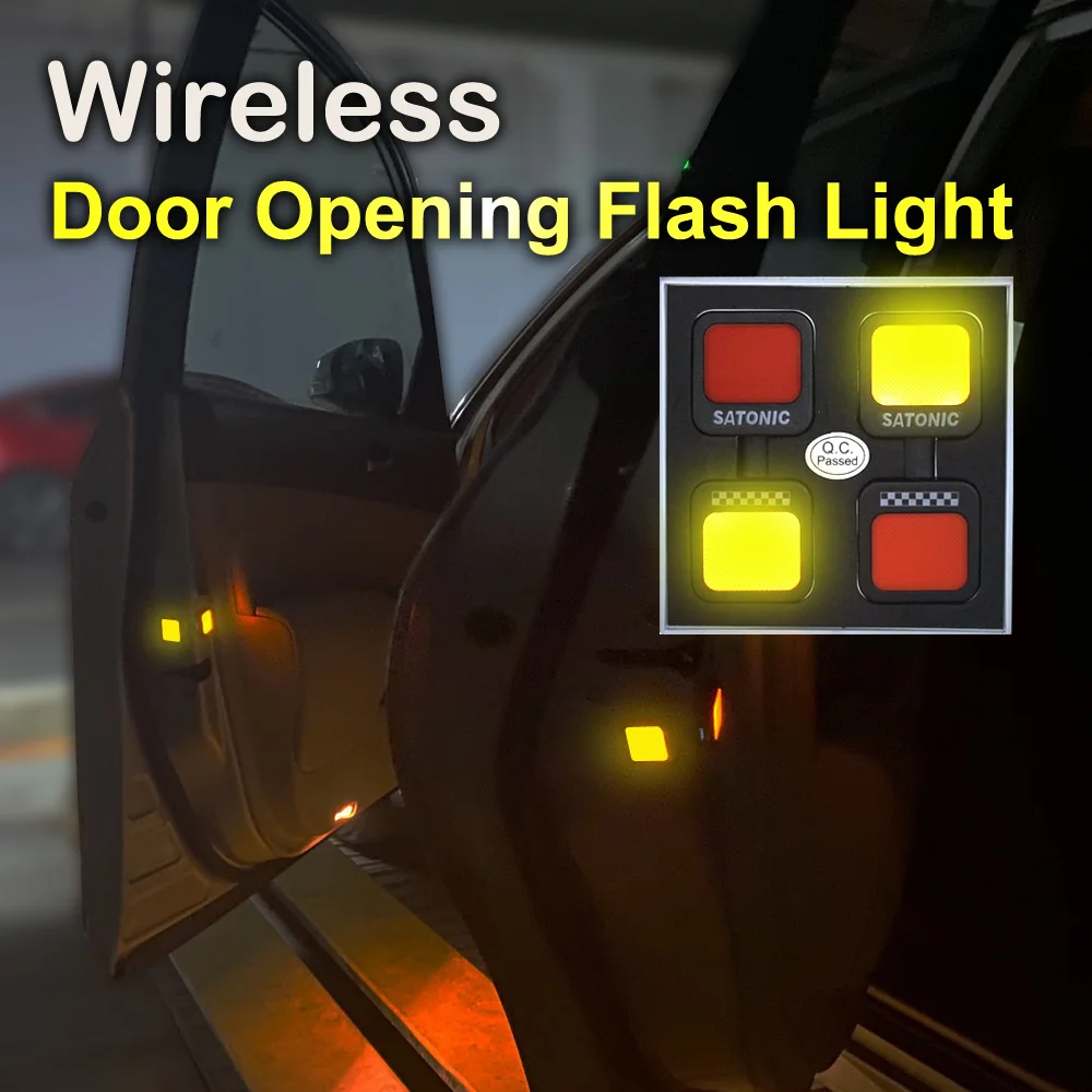 SATONIC Wireless Door Openning Warning Light Flashing Lights Magnetic Signal Lamp For Unviersal Vehicles