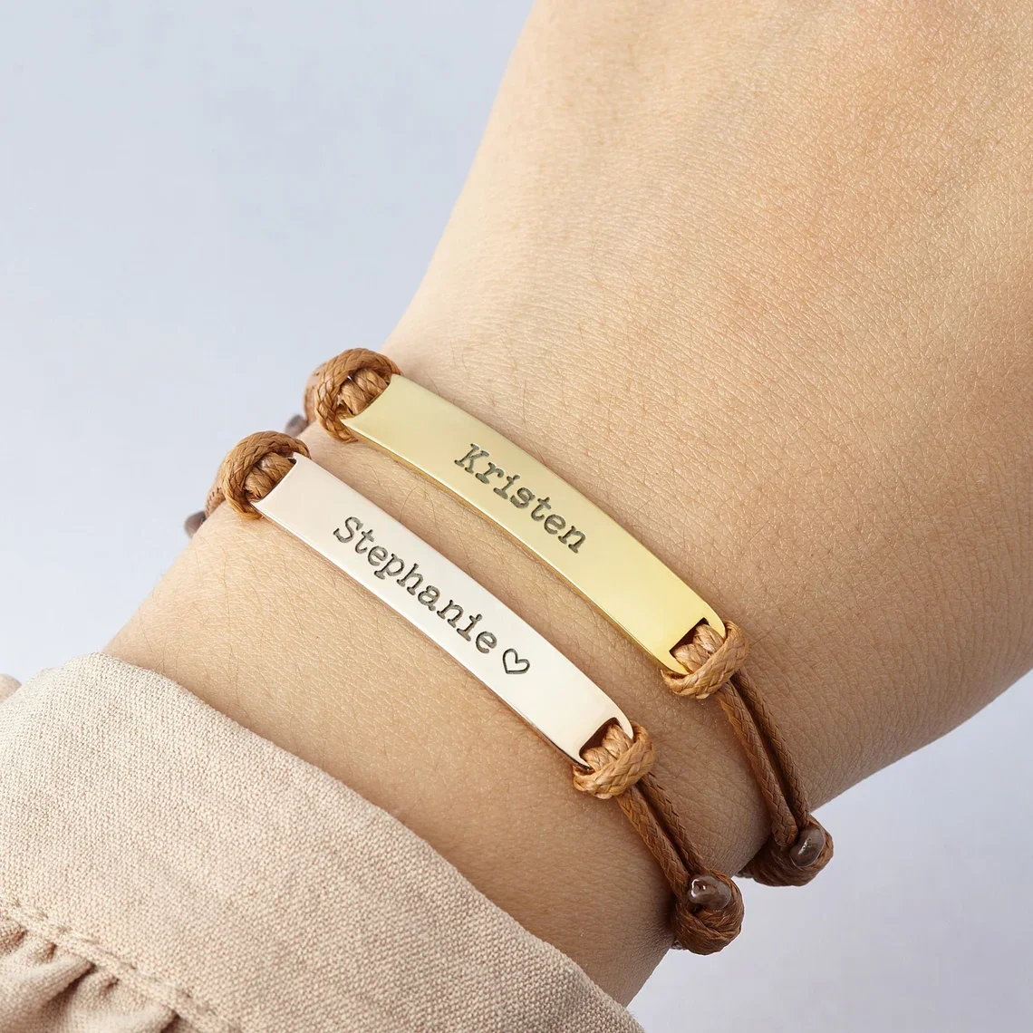 

Custom Engraved Name Bracelet for Women Personalized Rope Adjustable Hand Strap Stainless Steel Bracelet Jewelry Gifts