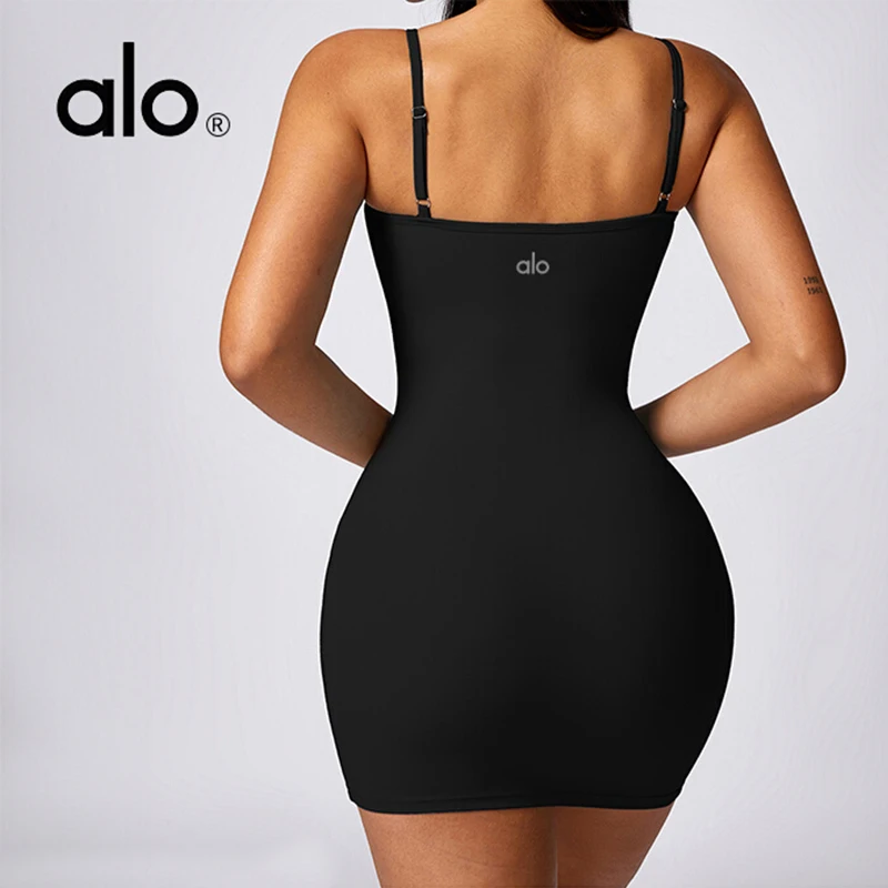 Женская одежда для йоги в стиле ALO коричневое платье на бедрах подтяжках