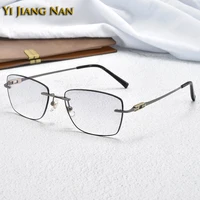 men elegant pure titanium optical rimless tint color prescription glasses frame ip plating eyeglasses spectacles women eyewear