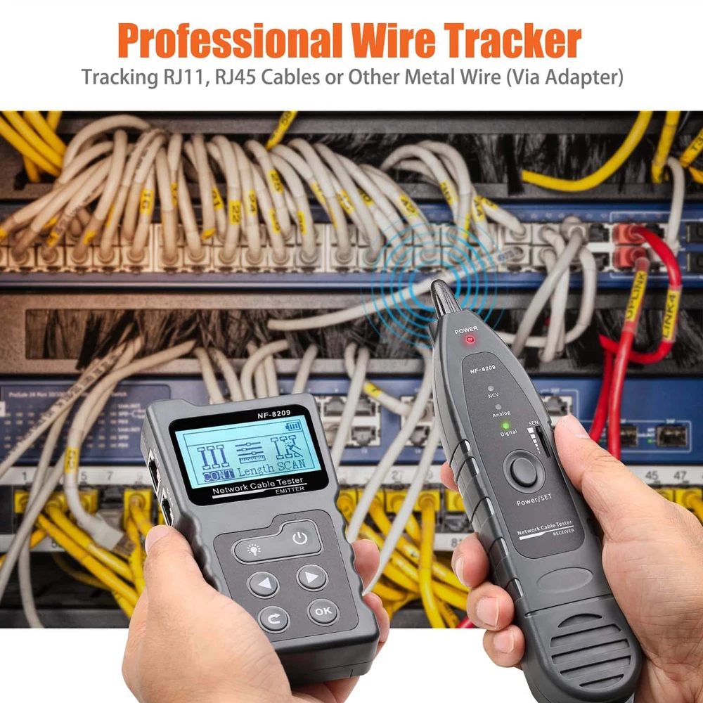 NOYAFA NF- 8209 Network Cable Tracker Cat5 Cat6 PoE Tester Detect Voltage Measure Fault Distance Cable Tester with NCV & Lamp images - 6