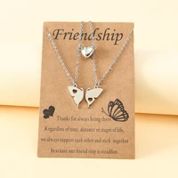 korean exquisite stainless steel butterfly friendship necklace for women friend mom silver color heart pendant party jewelry