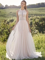 tulle a line bohemia hy445 wedding dress for women floor length sleeveless charming elegant bridal gowns vestidos de novia