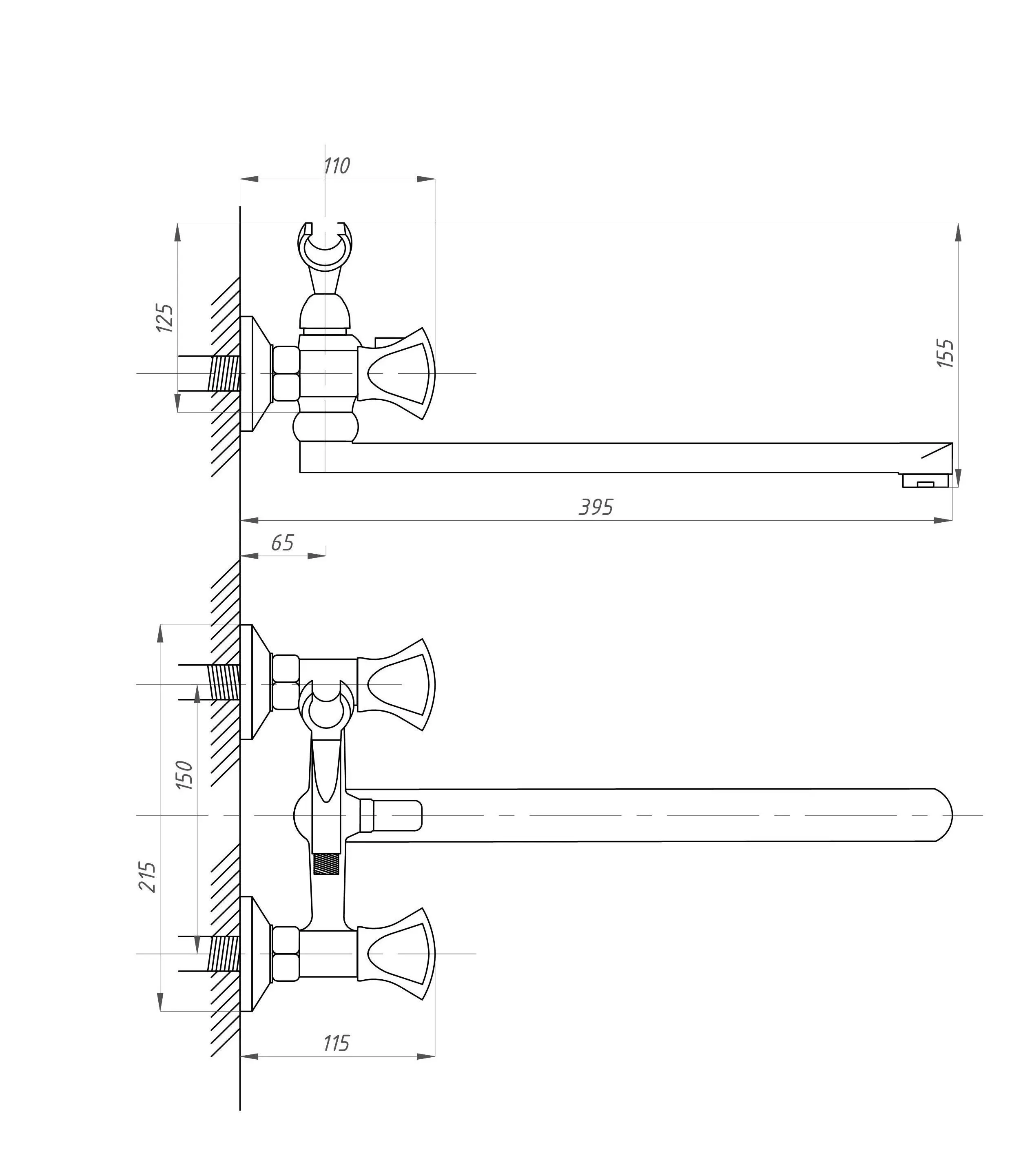 Смеситель для ванны с душем ПСМ-Профсан ПСМ-184-38 КВАДРО тип См-ВУДРНШлА