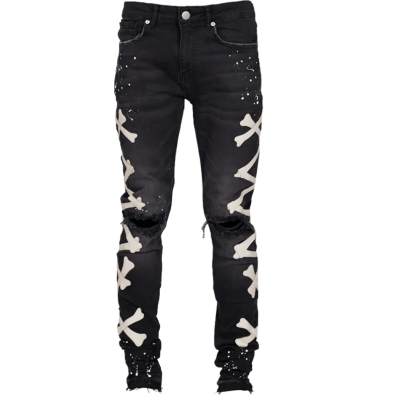 Ripped Jeans Men Fashion Printed  Casual Pants Skinny Slim Fit Denim Trousers Jogger Hip Hop Streetwear Jeans for Men