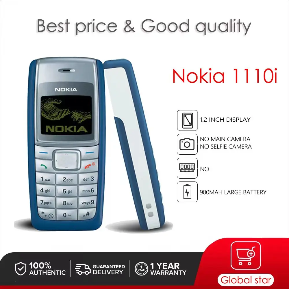 

Nokia 1110/1110i Original 1.2inches 900mAh Mobile Phone 4MB Cellphone Free Shipping High Quality