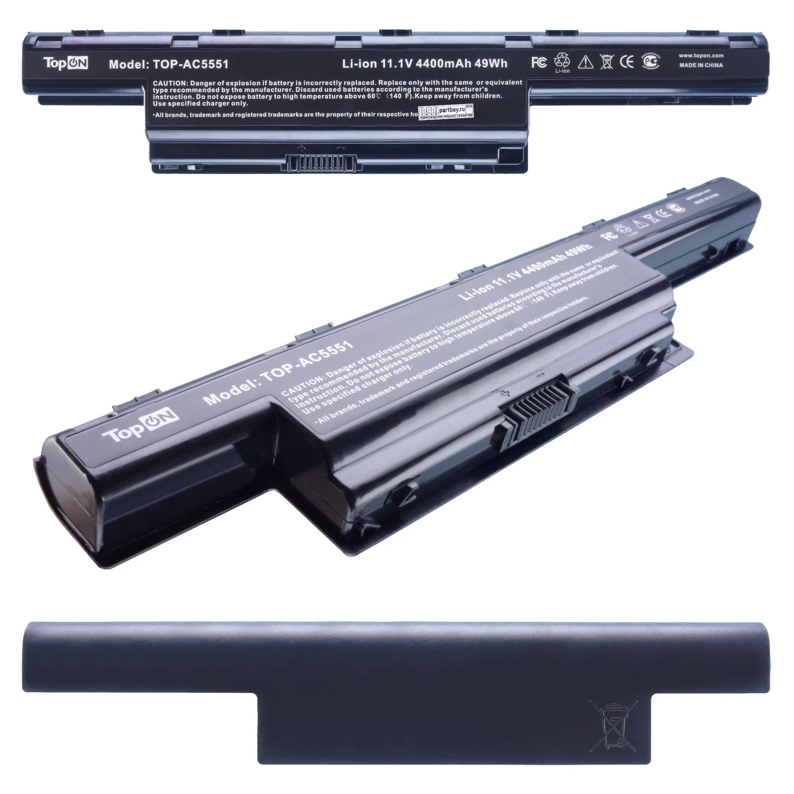 Аккумулятор для Acer Aspire E1-571G 11.1V 4400mAh 48Wh TopON |