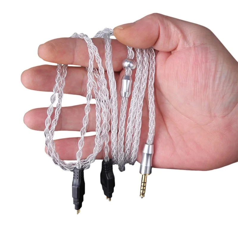 Серебристый 8-жильный аудио кабель 3 5 мм/6 35 мм для наушников Sennheiser HD58X HD660S2