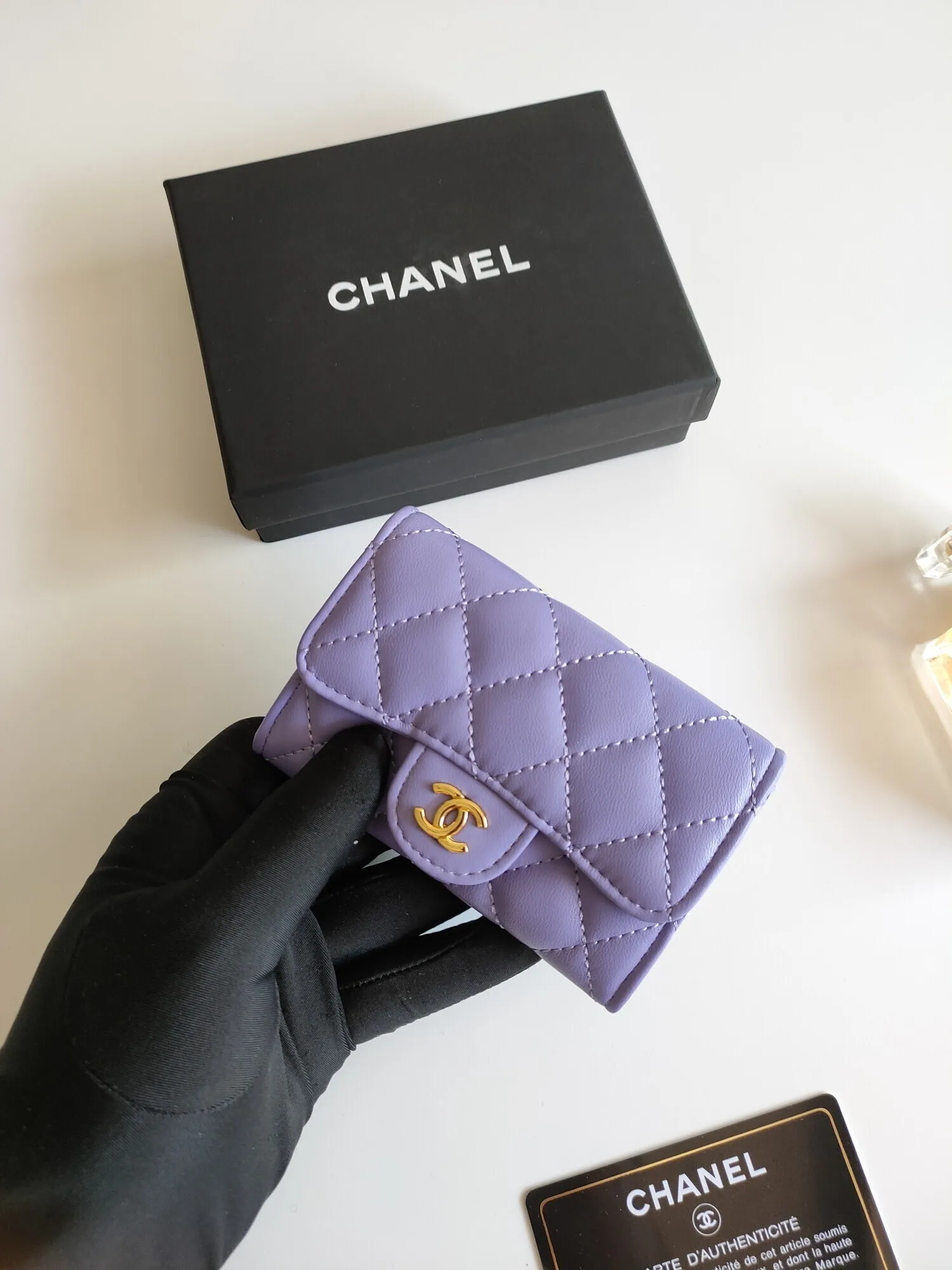 В Стиле Держатель Для Карт Chanel Classic Flap Из Овчины И Яловичной Кожи Копия 1:1