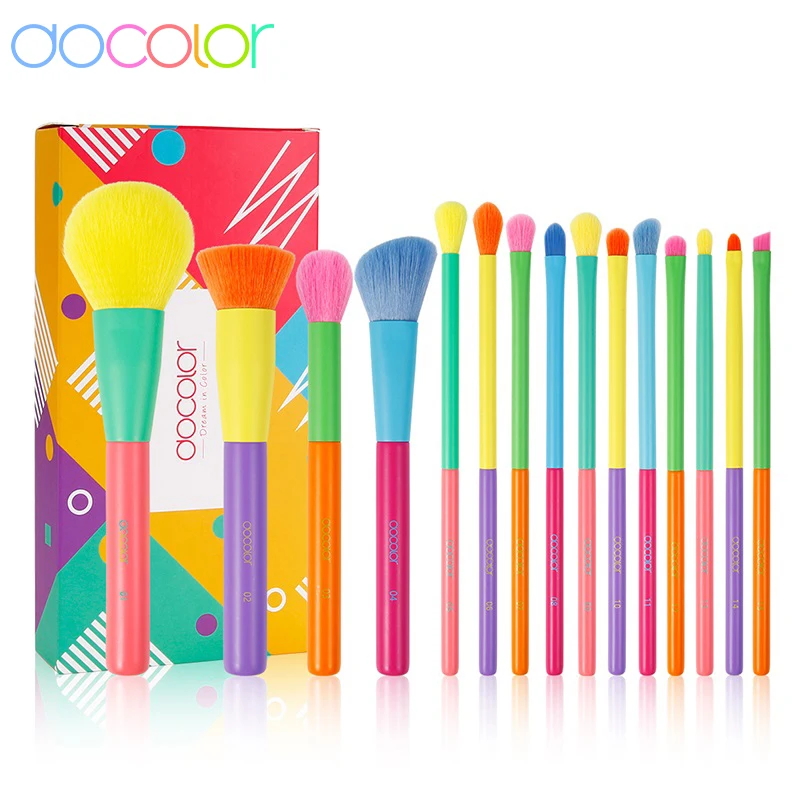 Colorful Makeup Brushes Set Cosmetic Foundation Powder Blush Eyeshadow Face Kabuki Blending Make Up Brushes Beauty Tool