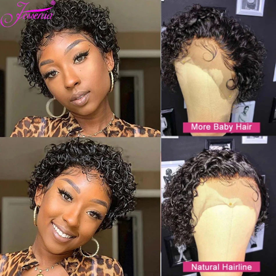 Парик из 100% натуральных необработанных человеческих волос короткий вьющийся