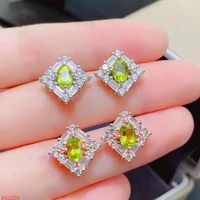 fine jewelry 100 925 sterling silver natural peridot gemstone stud earrings for women party birthday gift marry girl got new