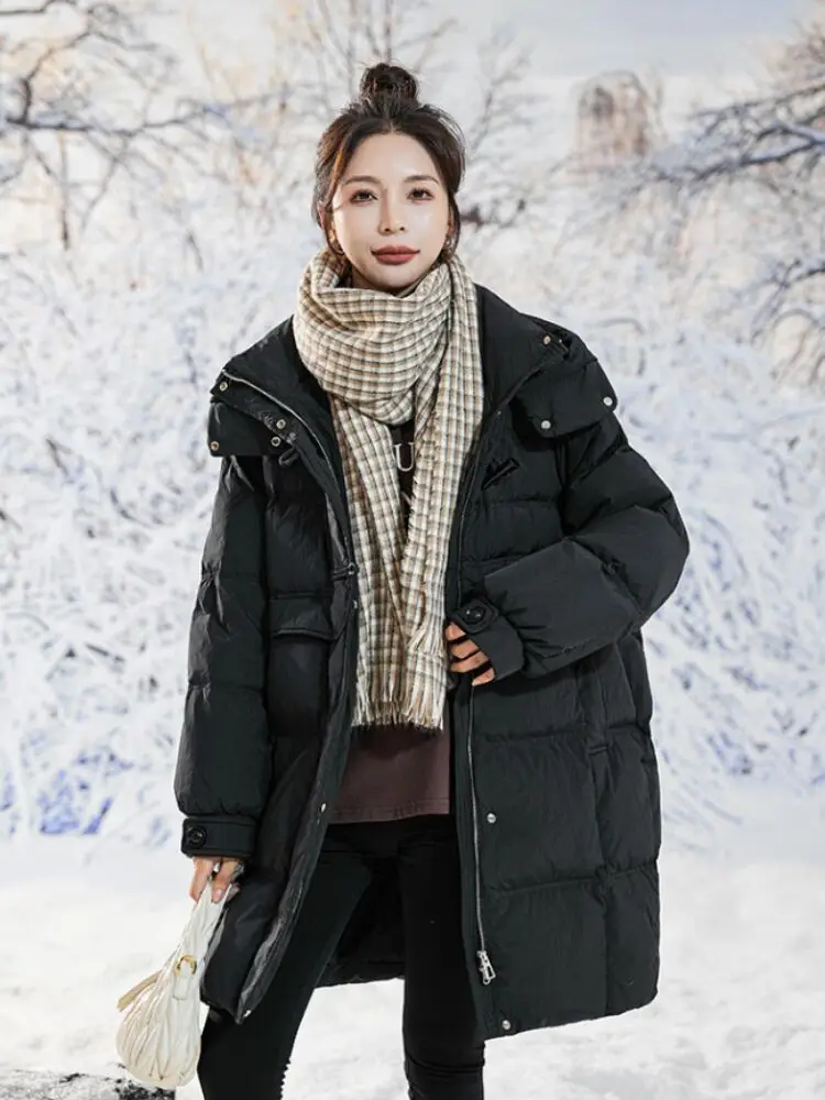 Пуховики Для Женщин Зимняя Верхняя Одежда КорейсКий Пуговицы Из Коровьего Рога