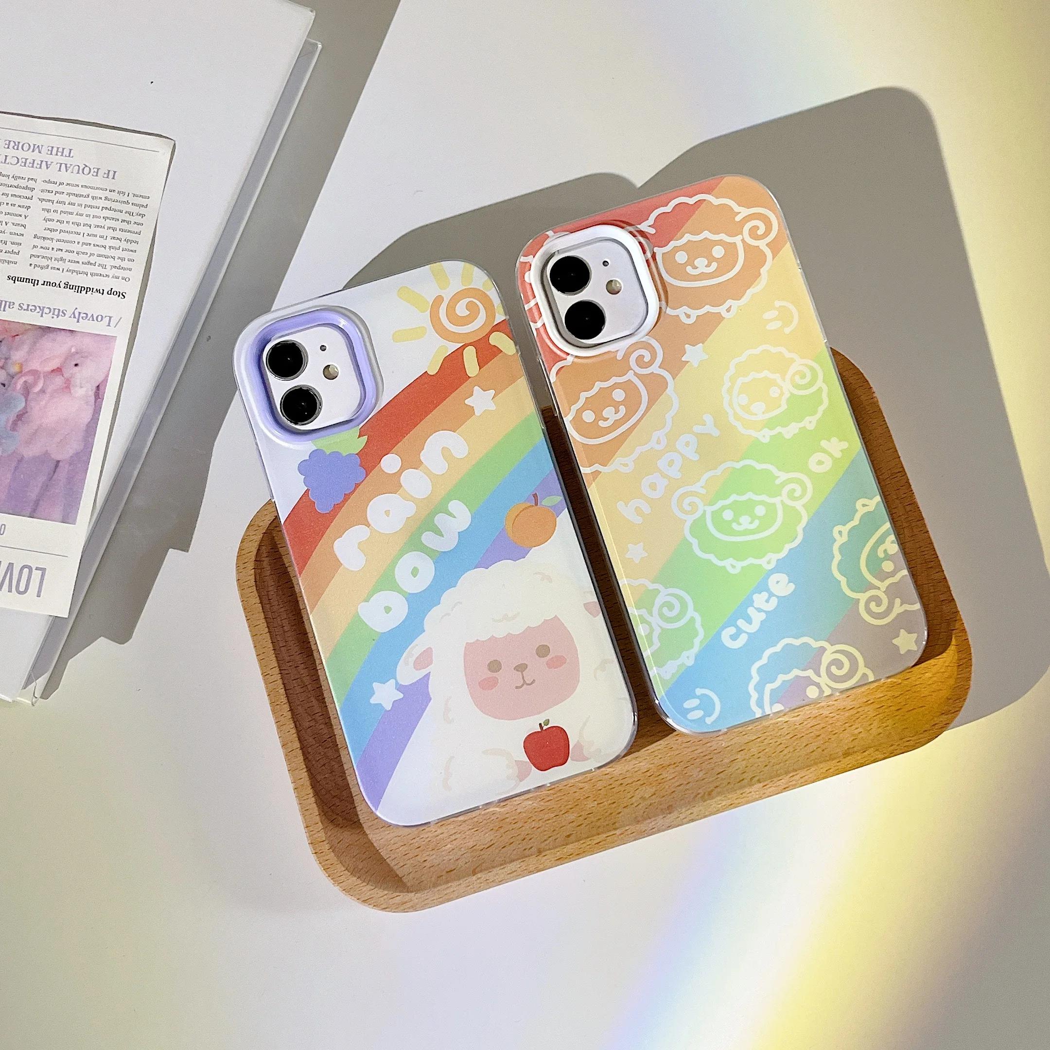 3 in 1 Cute Sheep Silicone Case For iPhone 13 12 11 Pro Max чехол на айфон 11 Cartoon Silicone Cover iPhone 8 Funda iPhone XR