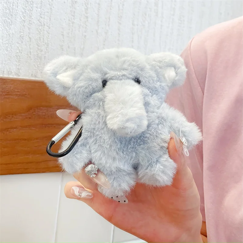 Kawaii мультяшный плюшевый чехол для наушников со слоном Apple Airpods 4 Pro 2 3 милые