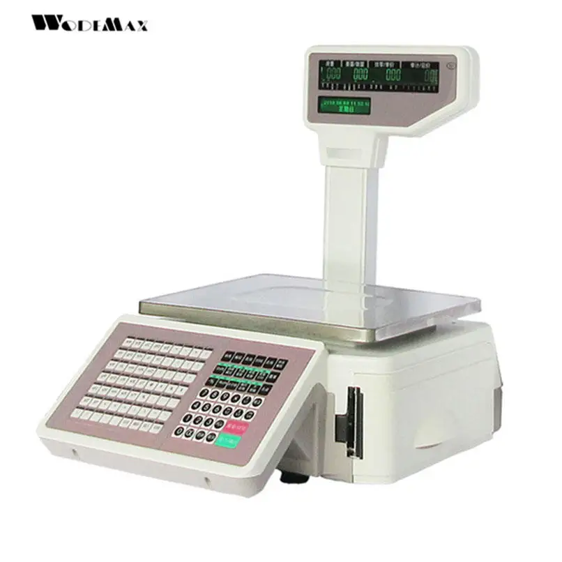 

WODEMAX Pos digital barcode label printing electronic weighing scale 15kg 30kg for fruits in Supermarket