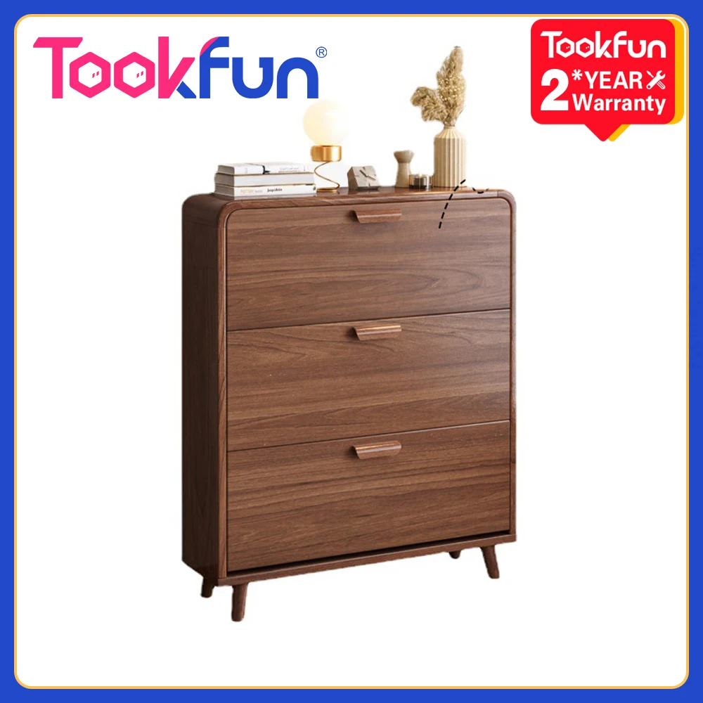 Tookfun тонкий откидной шкаф для обуви домашний входной хранения из цельного дерева