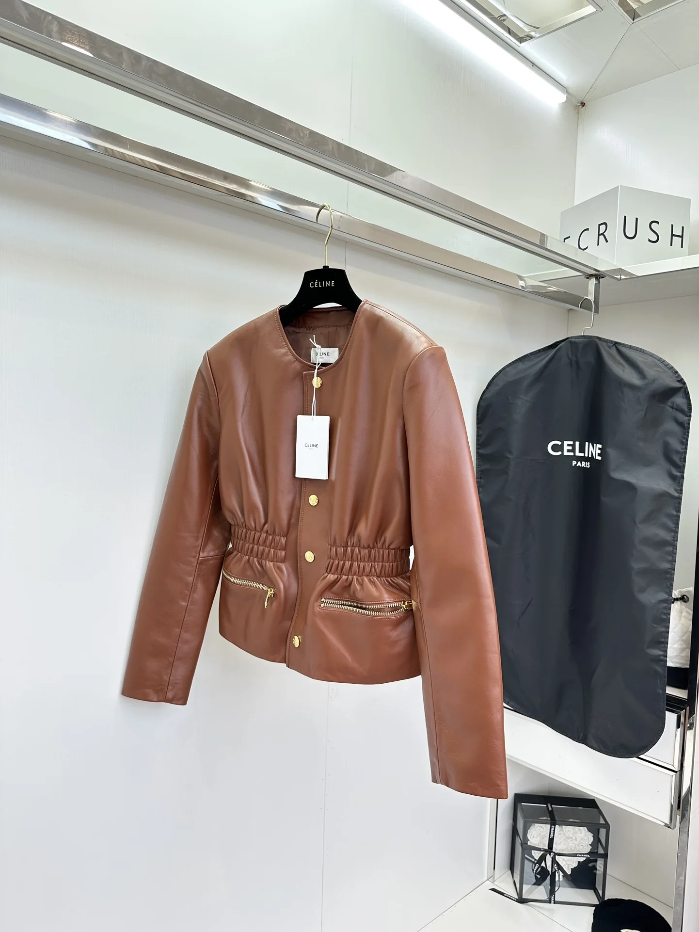 копия 1: 1 Прохладная Женская В Стиле CELINE Весенне-осенняя Из Кожи Мотоциклетная