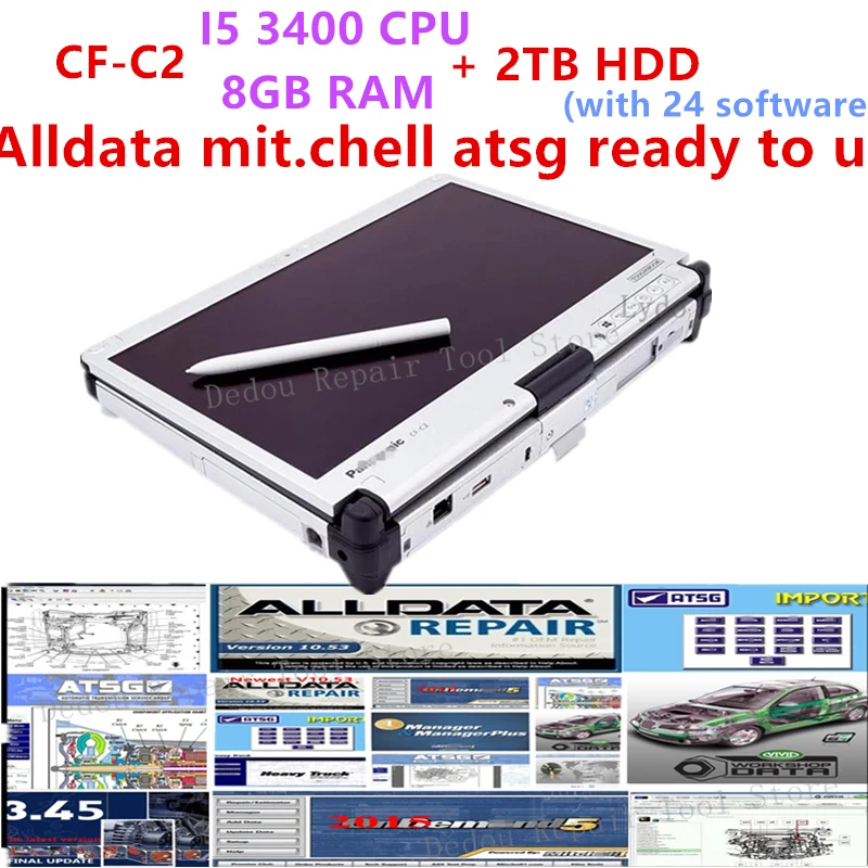 Panasonic Toughbook CF-C2 CF C2 Core i5 3427u cpu 8GB RAM +2TB HDD with 24 software alldata mitche.l software ready to use 1