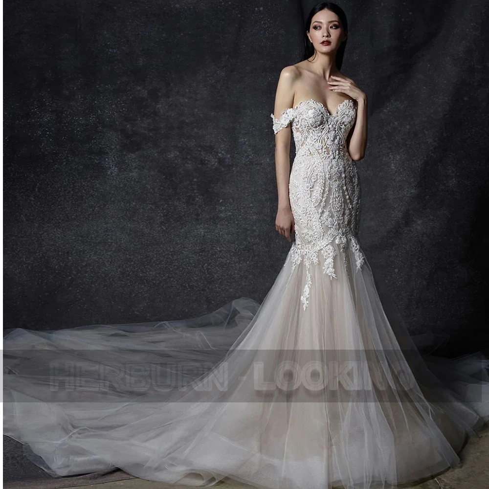 

HERBURN Romantic Pastrol Wedding Gown For Bride Short Sleeves Modern Customised Dropping Shipping Robe De Soiree De Mariage