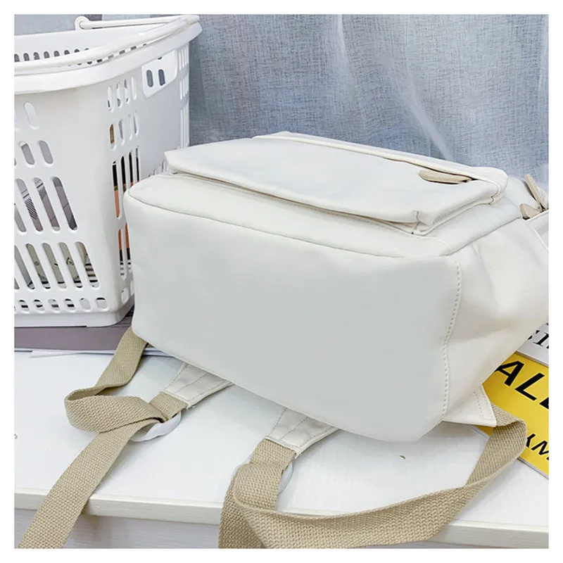 New Simple Fashion Casual Solid Colour Large Capacity Double Shoulder Bag High School Students Travel Shoulder Backpack