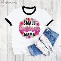small business mama letter print tshirt women watercolor pink flowers t shirt femme super mom life t shirt female streetwear