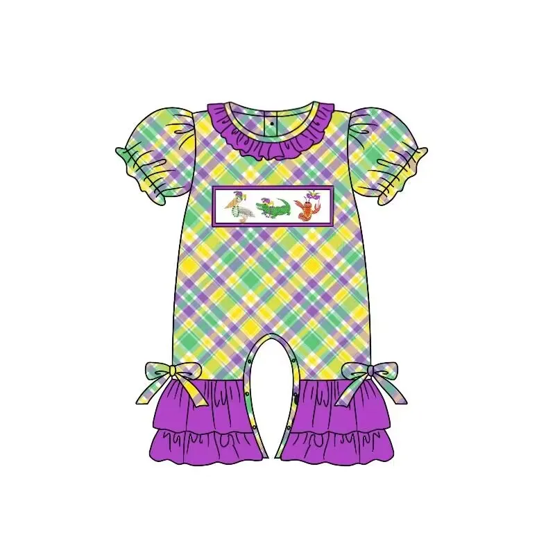 Летние детские цельные карнавальные костюмы с коротким рукавом яркие клетчатые