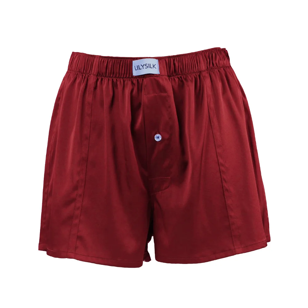 LILYSILK Mens Silk Sleep Shorts Lounge Short Bottoms for Men Elastics Waist Underwear New Buttoned Boxers Free Shipping