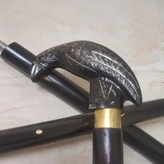 Латунная ручка Raven Black с набалдашником из трости, деревянная трость ...