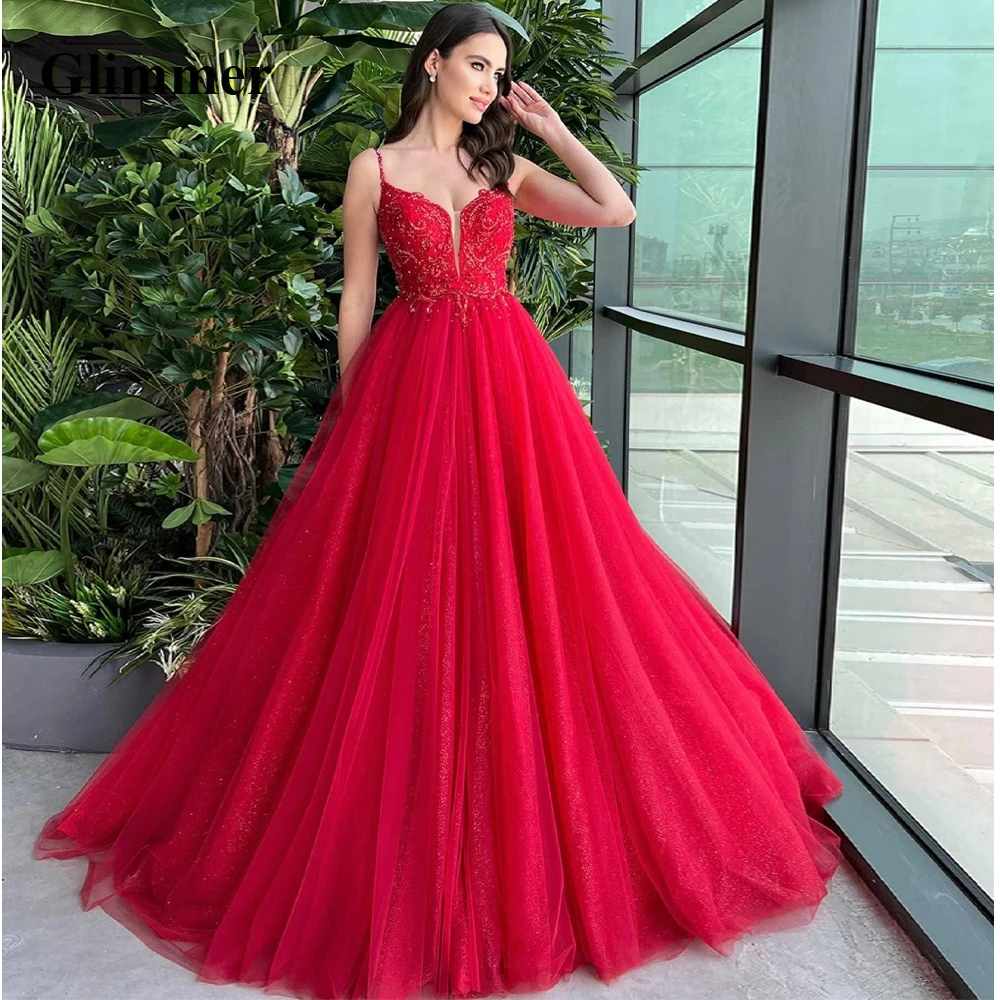 

Glimmer Delicate Evening Dresses Spaghetti Straps Formal Prom Gowns Personalised Abendkleider Fiesta De Noche Robe Ball Stretch