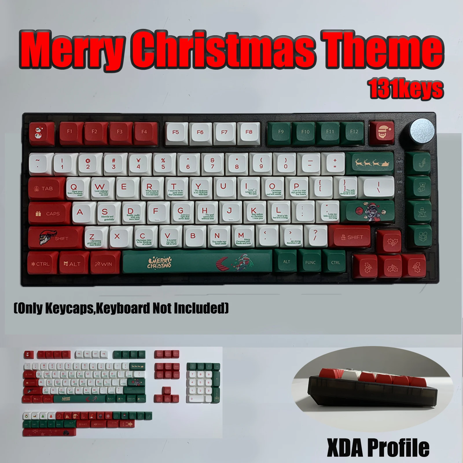 

KeysLand рождественские XDA профильные колпачки для клавиш 131 клавиш механическая клавиатура аксессуары PBT краситель Sub для Cherry Mx подарок для дет...
