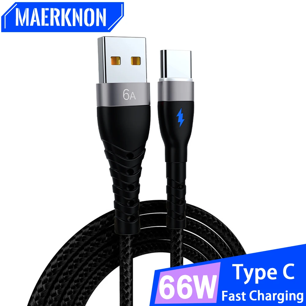 Кабель USB Type-C 6A 66 Вт кабель для быстрой зарядки и передачи данных iPhone Samsung S23 S22 Xiaomi
