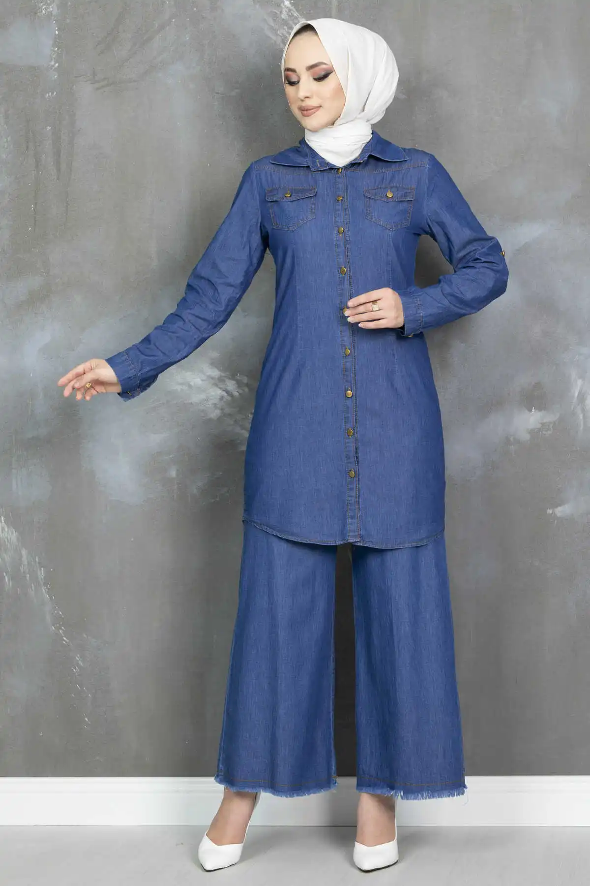 

New Fashion Pocket Detailed Shirt Abaya Muslim Dress Hijab Women Luxury Stylish Elegant High Quality Kaftan Dubai Turkey Free