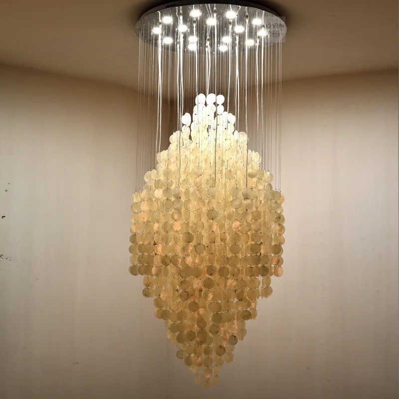 

Shell Chandelier Duplex Building Large Villa Hall and Living Room Chandeliers Modern 2023 Hanging Lamps for Ceiling Light Home