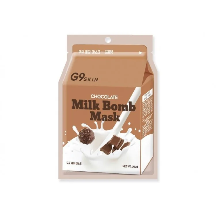 Маска для лица тканевая G9SKIN MILK BOMB MASK-Chocolate 25мл