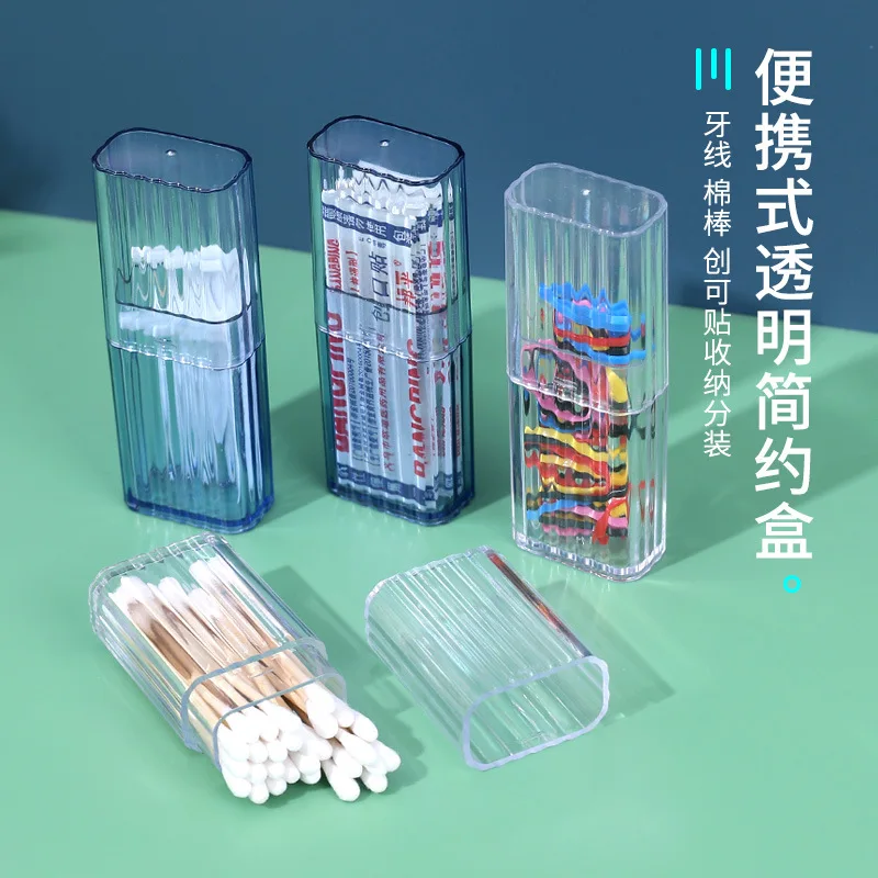 

Portable Transparent Mini Storage Boxes Travel Toothpick Cotton Swab Boxes Simple Band Aid Classification Finishing Box Acrylic