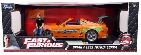 Jada Toys Форсаж 1995 Toyota Supra оранжевая с подсветкой Брайан
